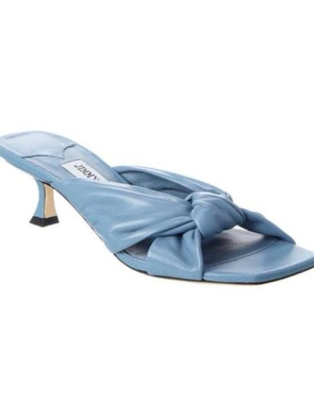 Jimmy Choo Avenue 50 Nappa Leather Knotted Mules Pale Blue - Picture 6 of 6